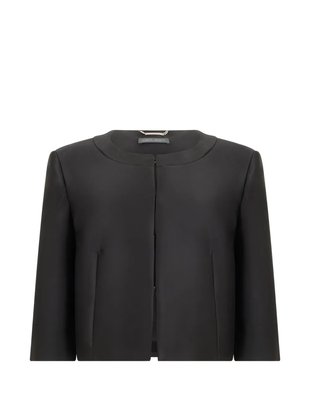 Alberta Ferretti round-neck cropped jacket - Schwarz