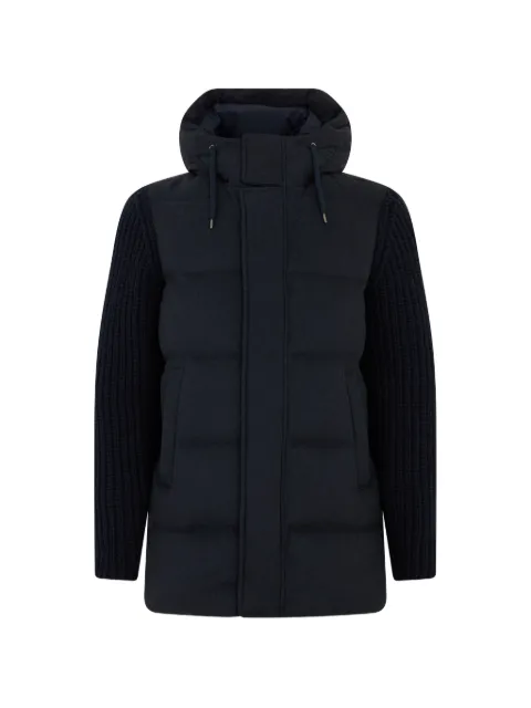 Herno knitted-sleeve hooded jacket