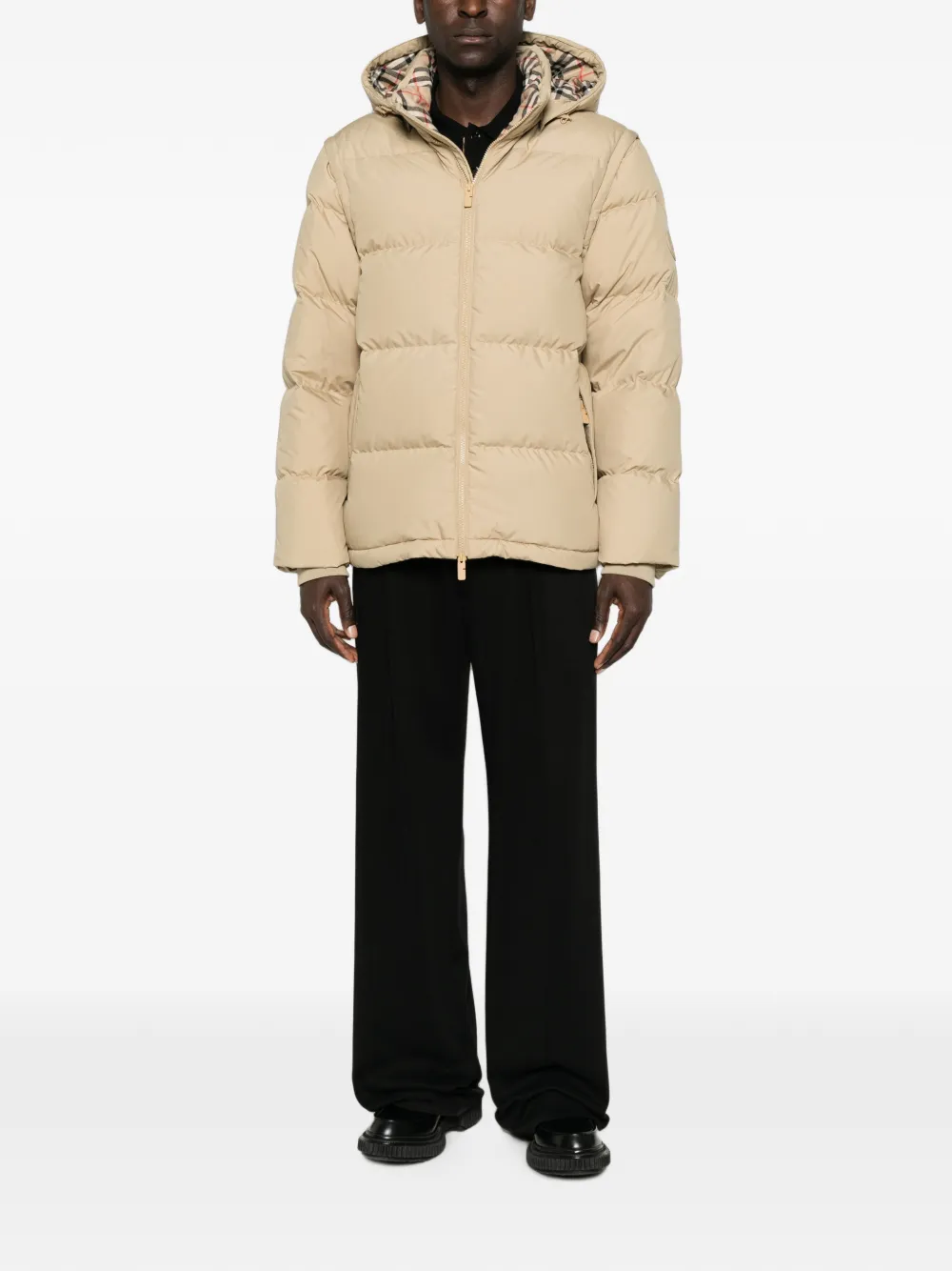 Burberry Bideford geruit jack met capuchon Beige