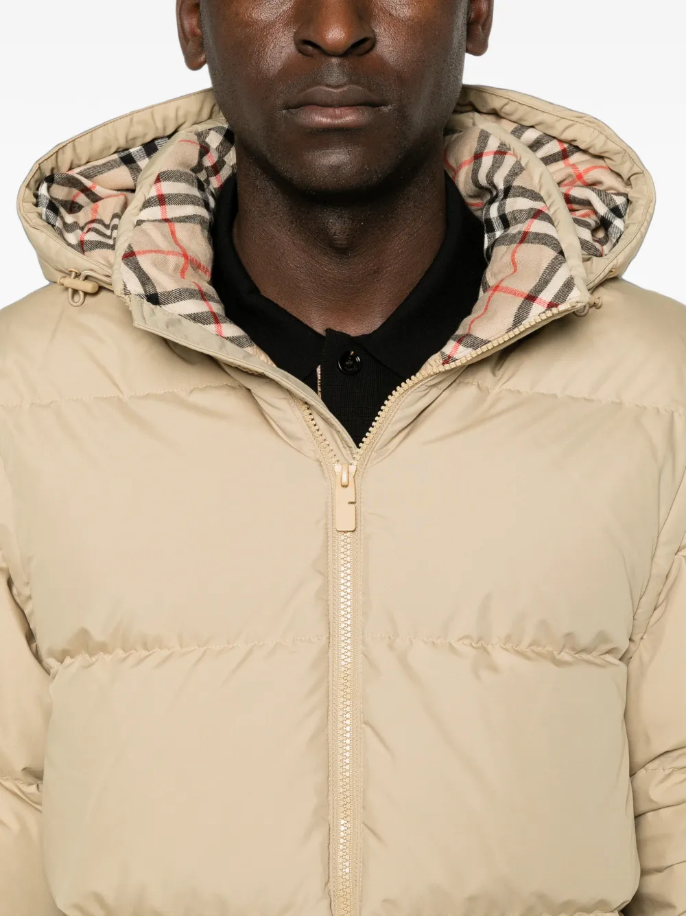 Burberry Bideford geruit jack met capuchon Beige
