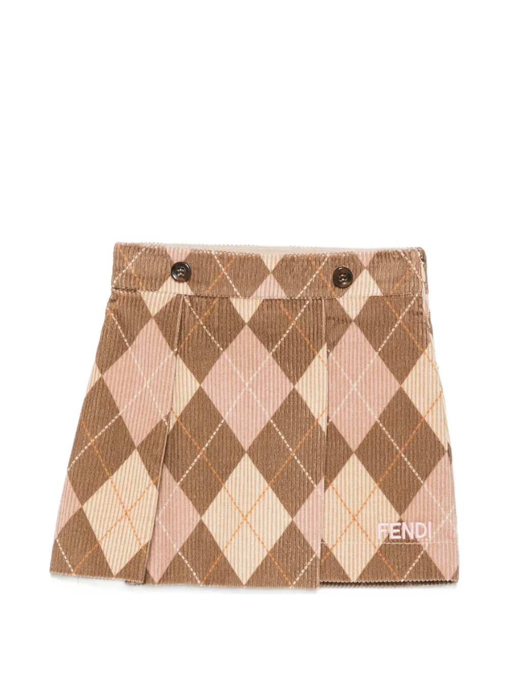 Fendi Kids argyle-pattern corduroy skirt Bruin