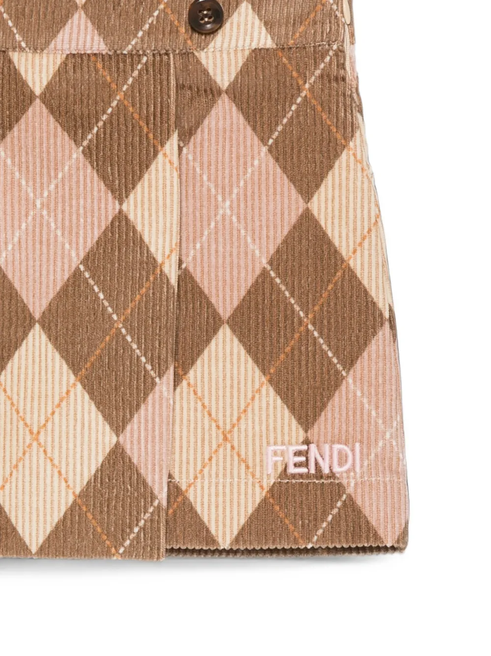 Fendi Kids argyle-pattern corduroy skirt Bruin