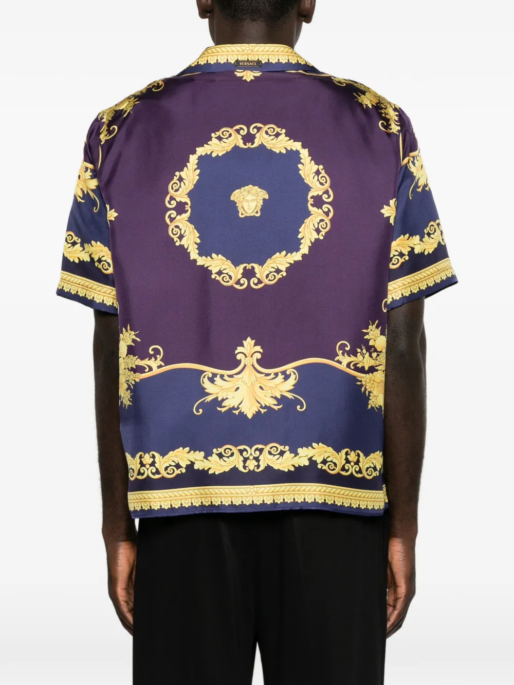 Versace Overhemd met barokprint en korte mouwen Paars