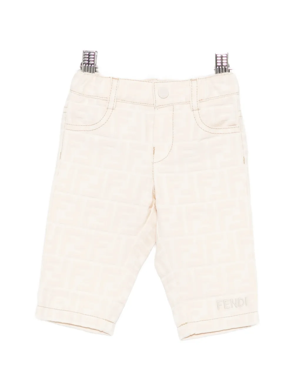 Fendi Kids FF logo-embossed trousers - Toni neutri