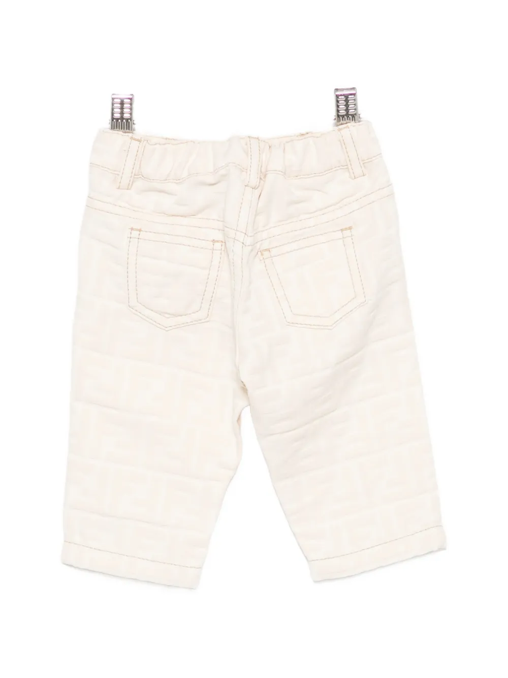 Fendi Kids Broek met FF logo-reliëf Beige