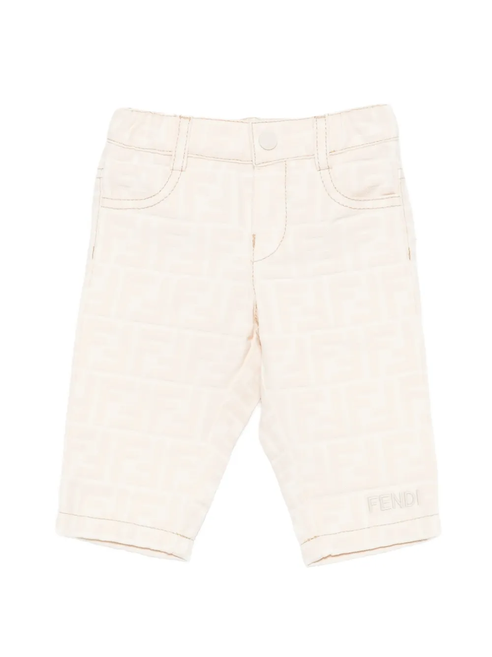 Fendi Kids FF logo-embossed trousers - Toni neutri