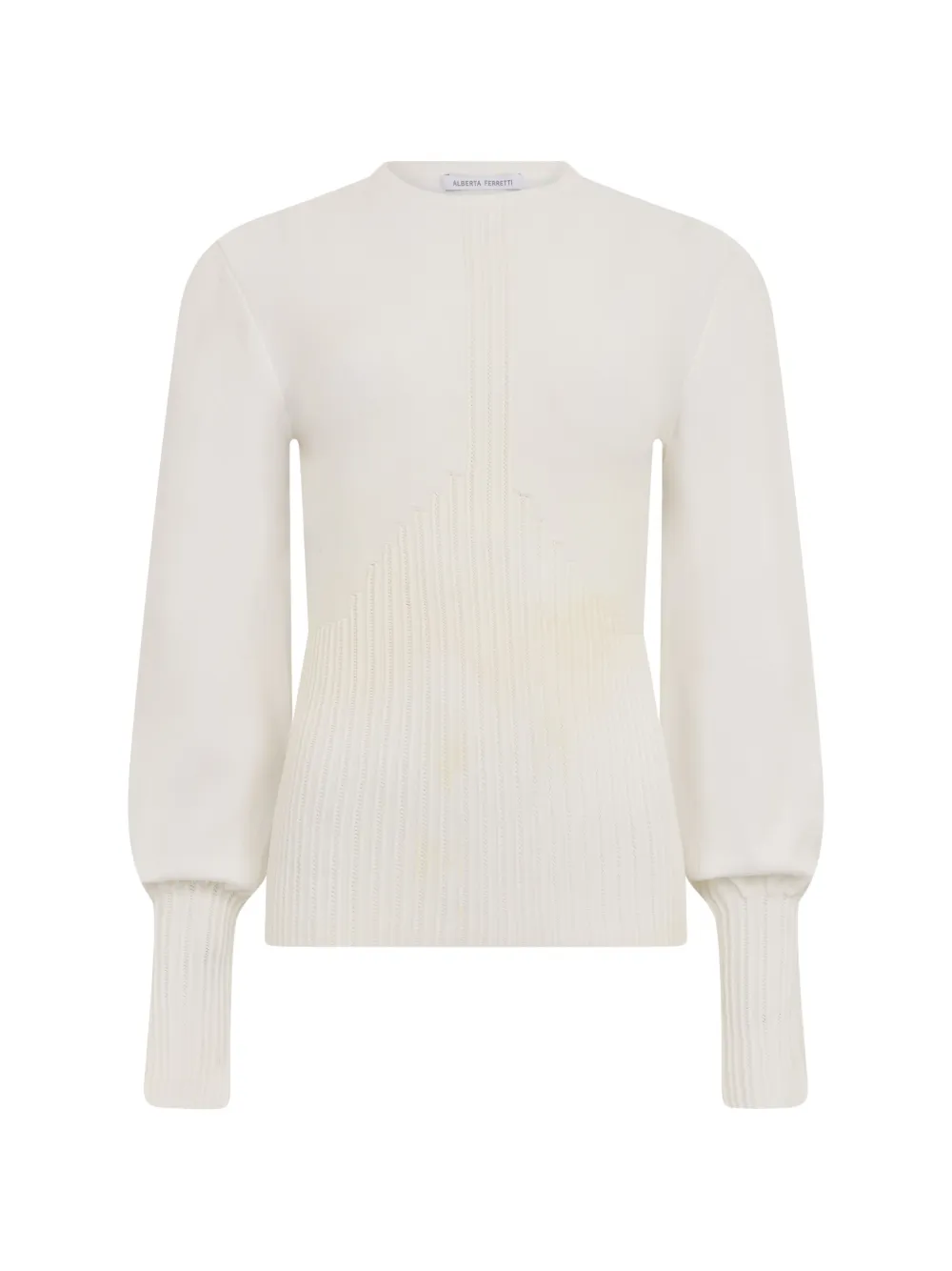 Alberta Ferretti ribbed-knit padded-shoulder sweater - Nude