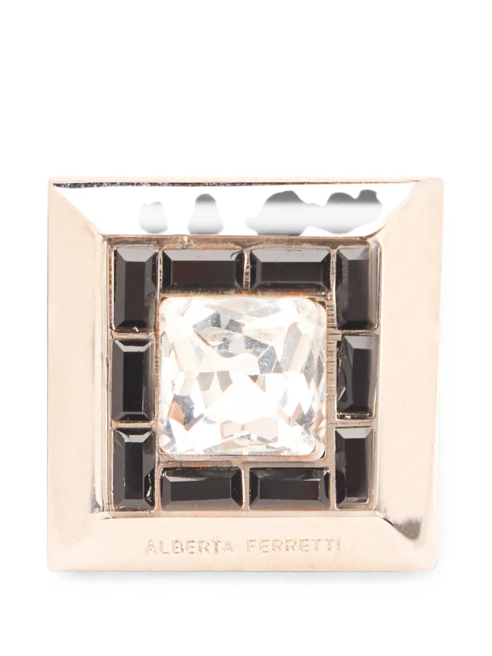 Alberta Ferretti square stone-embellished ring - Oro