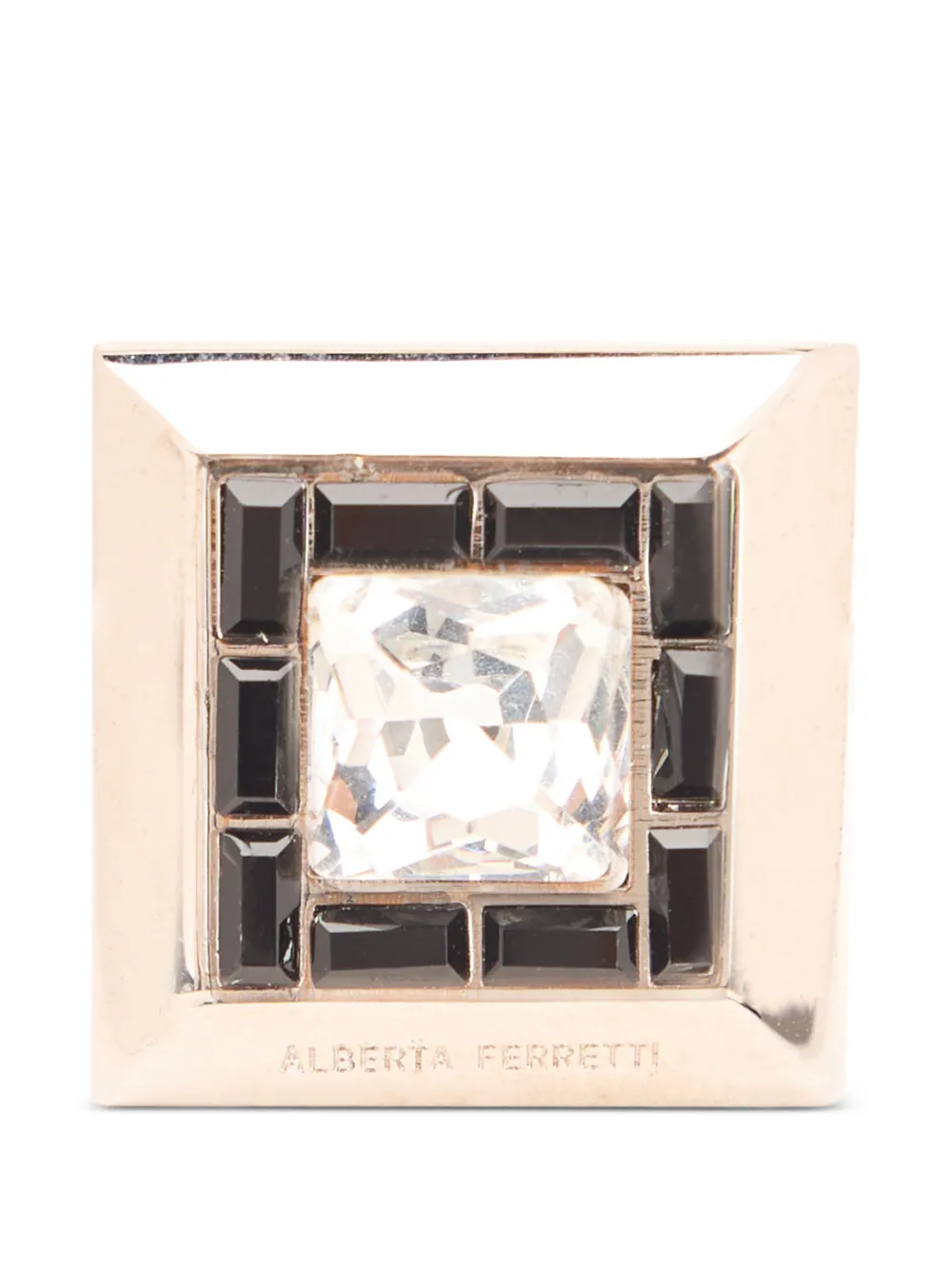 Alberta Ferretti square stone-embellished ring - Oro