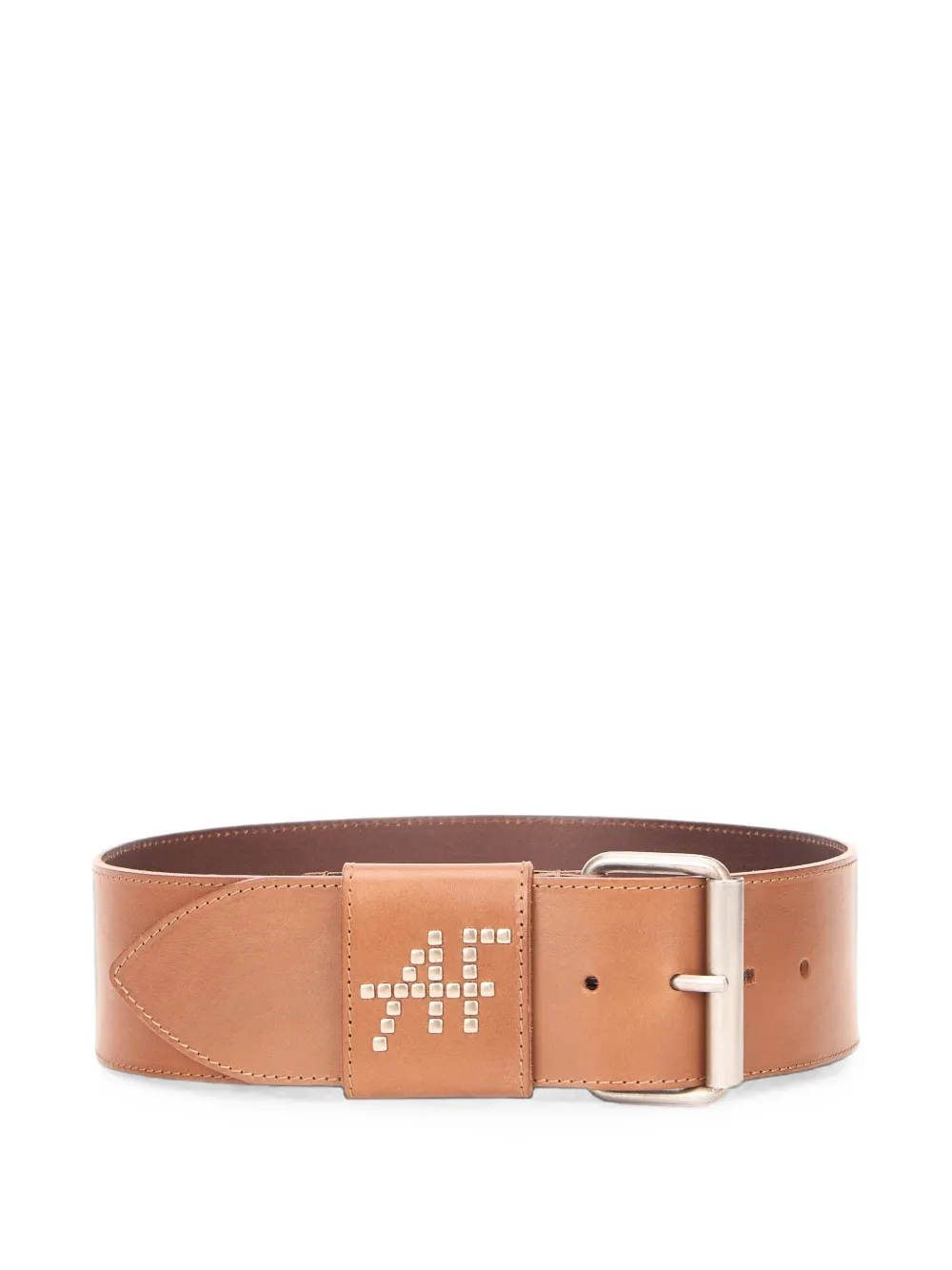 Alberta Ferretti Studded-logo Leather Belt In Brown