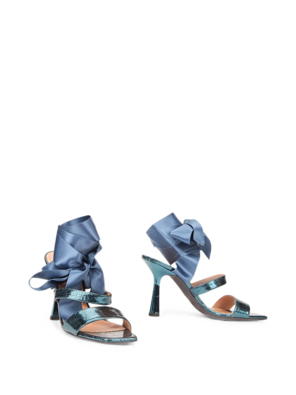 Alberta Ferretti bow-detail satin-finish sandals Blauw