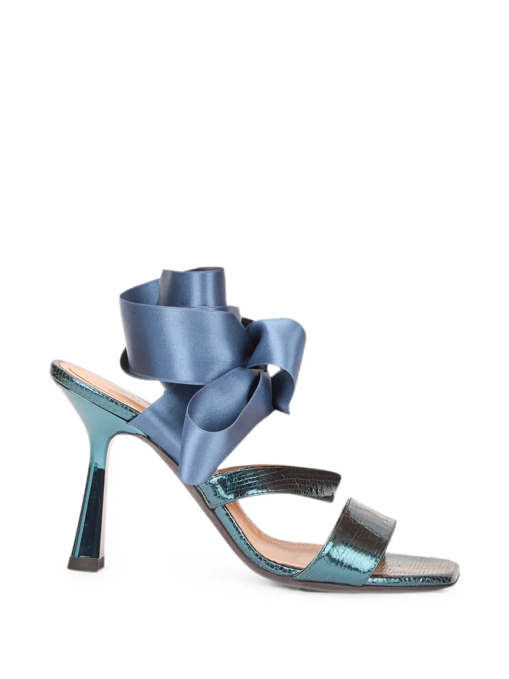 Alberta Ferretti Bow-detail Satin-finish Sandals In 블루