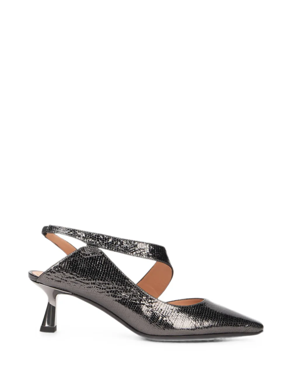 Alberta Ferretti Lizard-effect Pointed-toe Pumps In 블랙