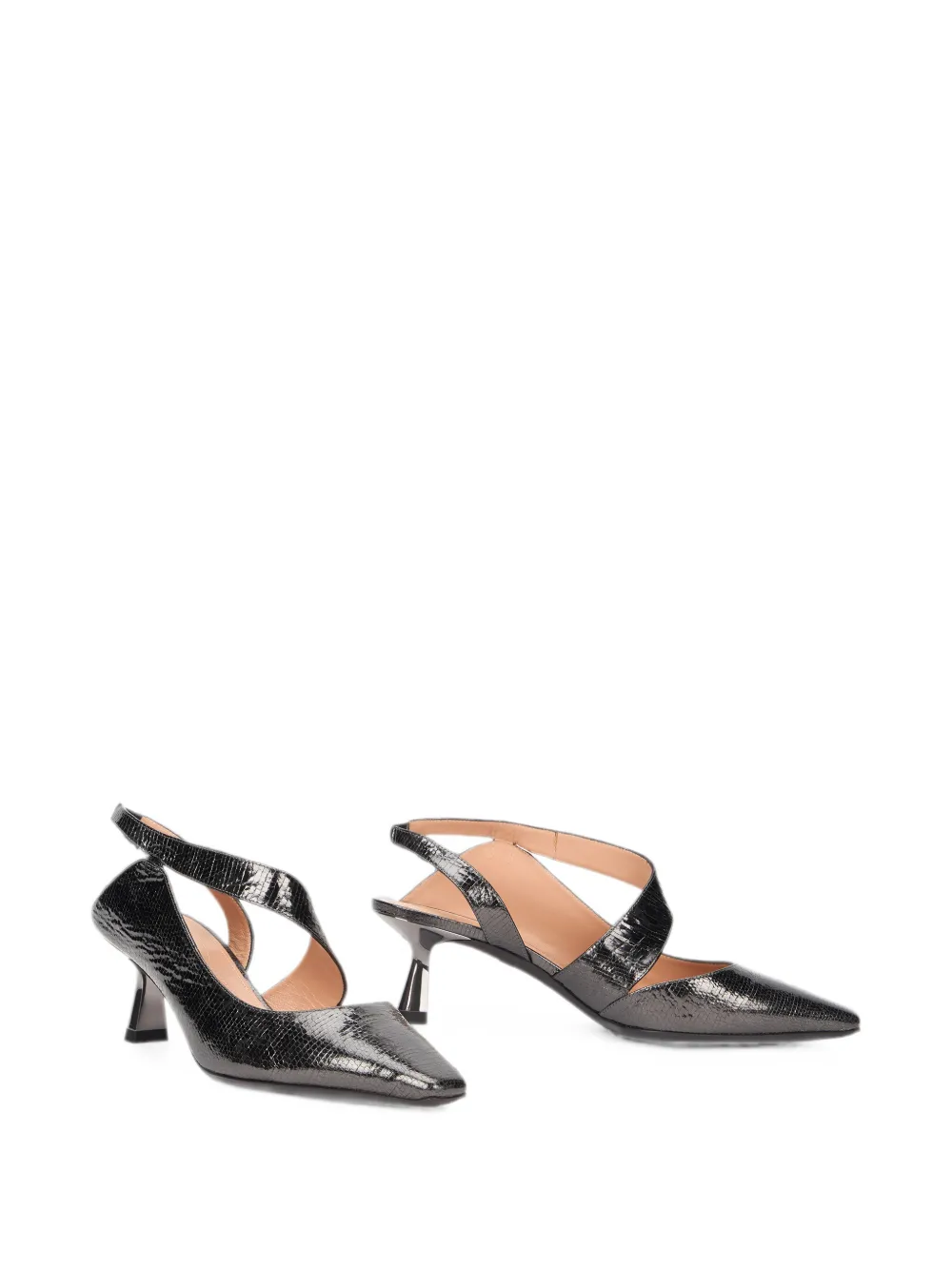 Alberta Ferretti Lizard-effect Pointed-toe Pumps In 블랙