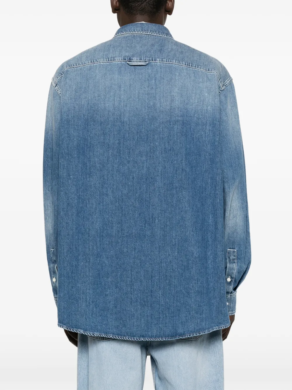 Marni logo-embroidered chest-pocket shirt jacket Blauw