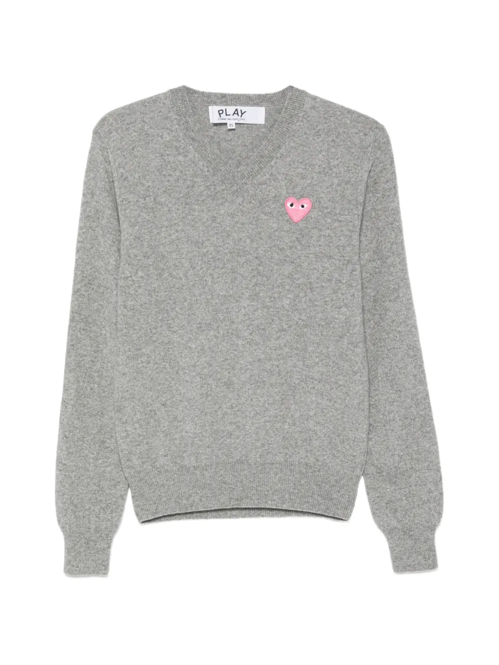 Comme Des Garçons Play Heart-patch V-neck Sweater In Grey
