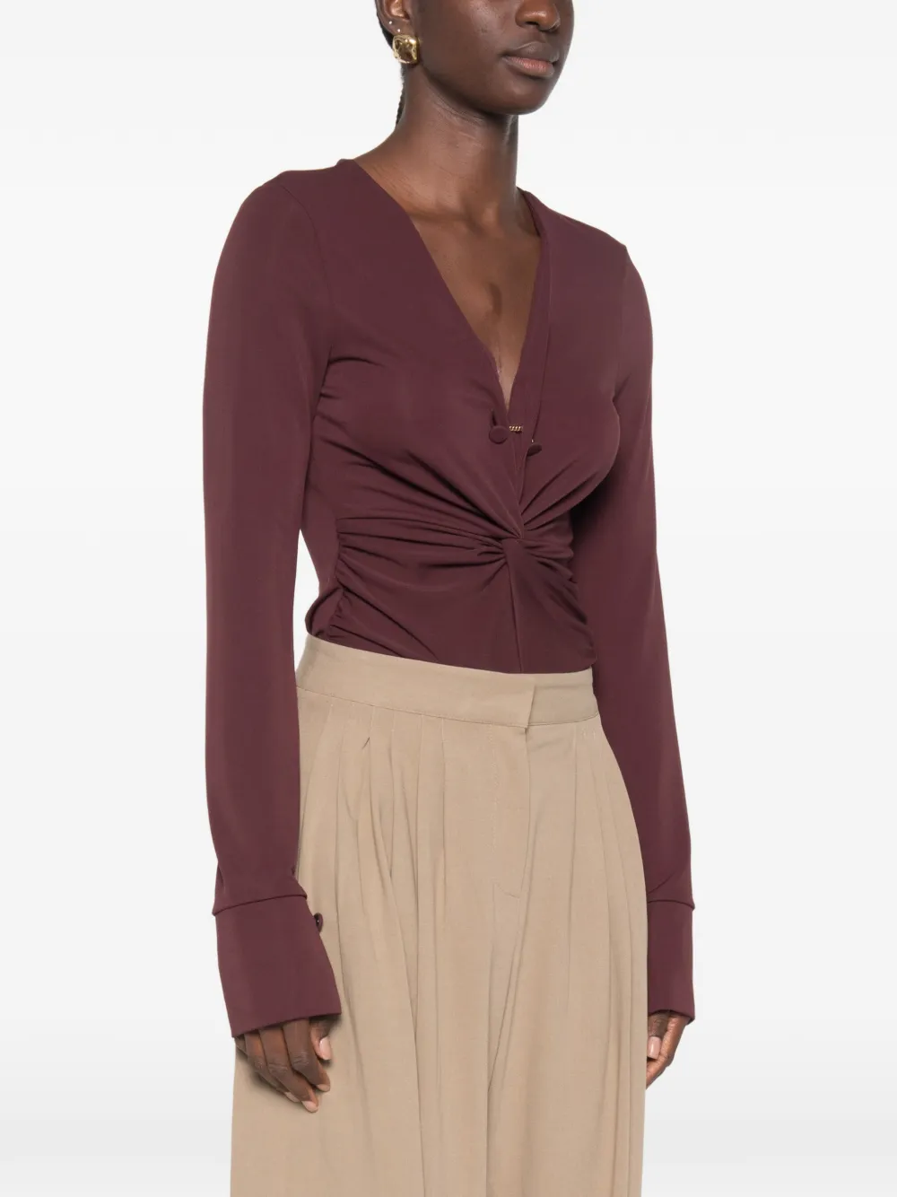 IMPERIAL Romper met gedraaid detail en V-hals Rood