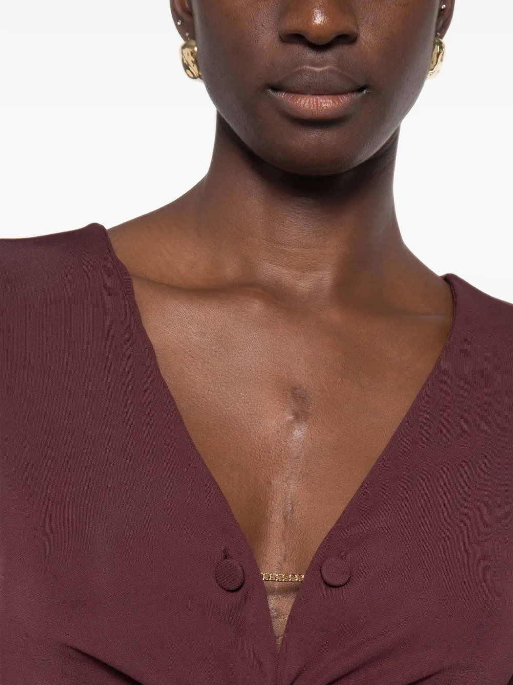 IMPERIAL Romper met gedraaid detail en V-hals Rood
