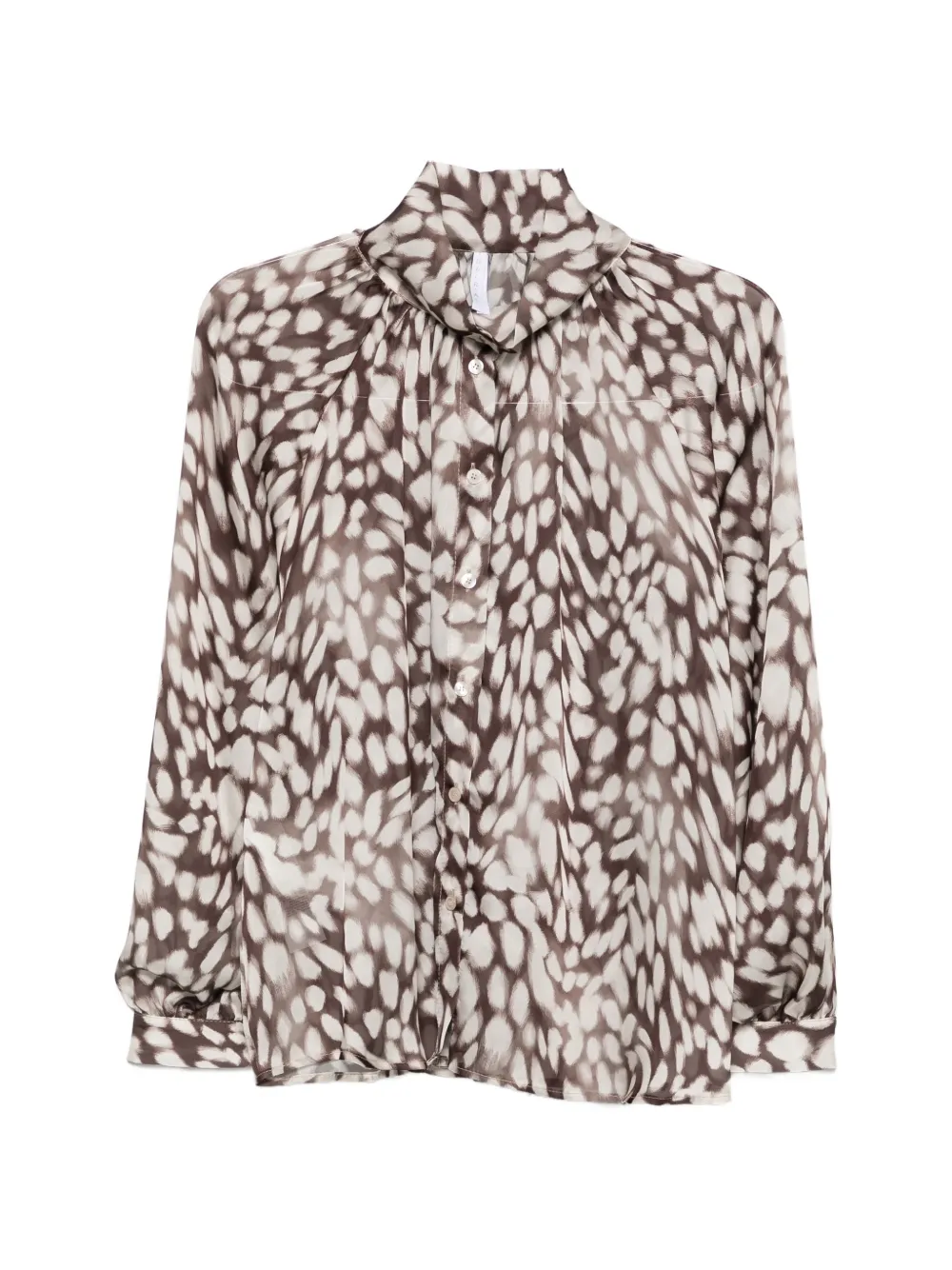 IMPERIAL abstract-print gathered blouse - Marrone