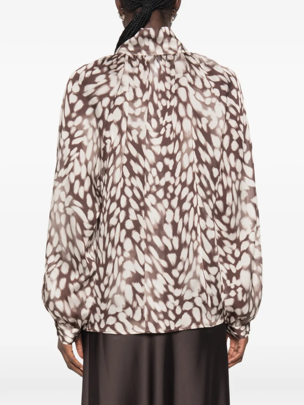 IMPERIAL Gesmockte blouse met abstracte print Bruin