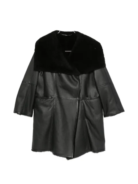 Emmeti shearling-collar leather coat
