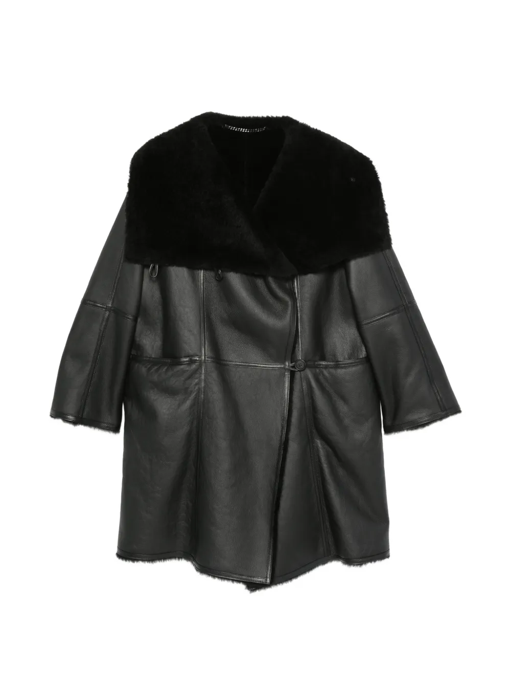 Emmeti shearling-collar leather coat