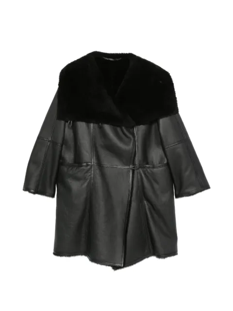Emmeti shearling-collar leather coat