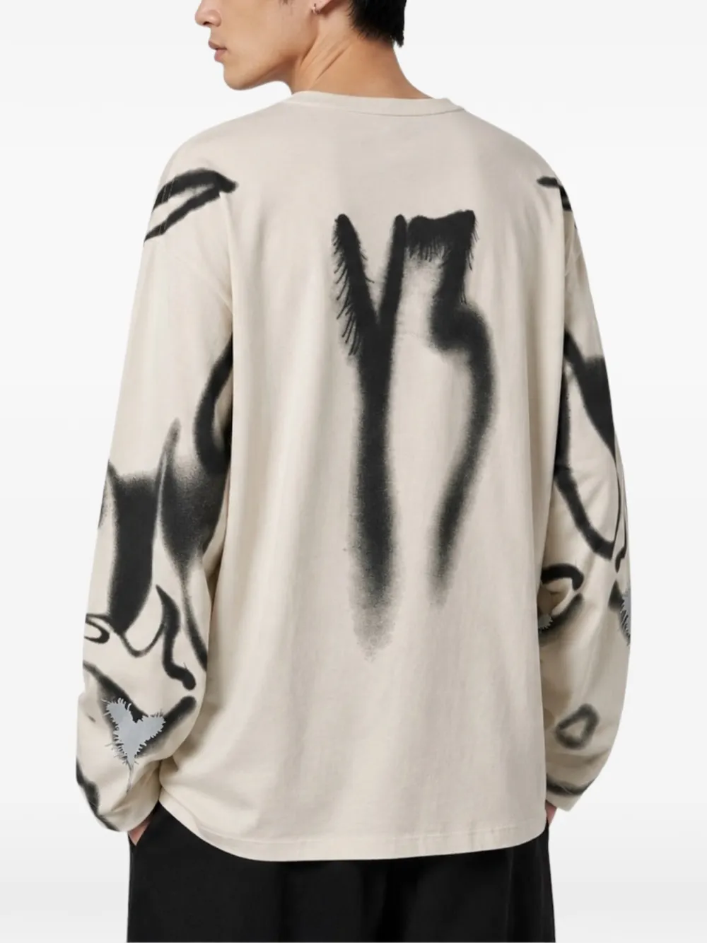 Y-3 Chito T-shirt met lange mouwen en grafische print Beige