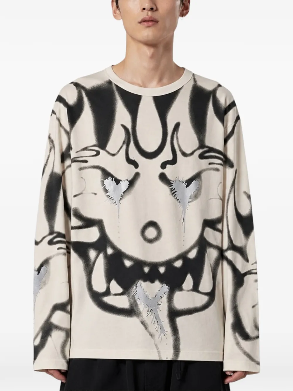 Y-3 Chito T-shirt met lange mouwen en grafische print Beige
