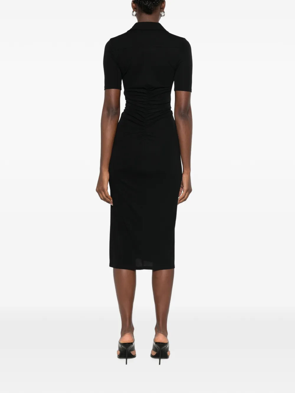 DVF Diane von Furstenberg Button-down jurk met ruches Zwart