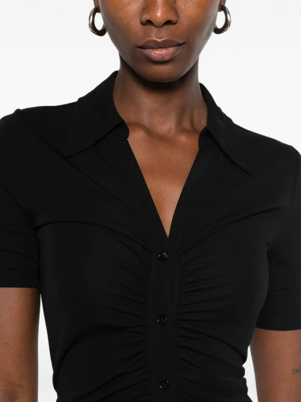 DVF Diane von Furstenberg Button-down jurk met ruches Zwart
