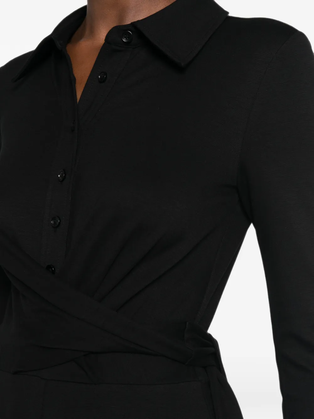 DVF Diane von Furstenberg Michele jumpsuit met lange mouwen en wikkelvoorkant Zwart