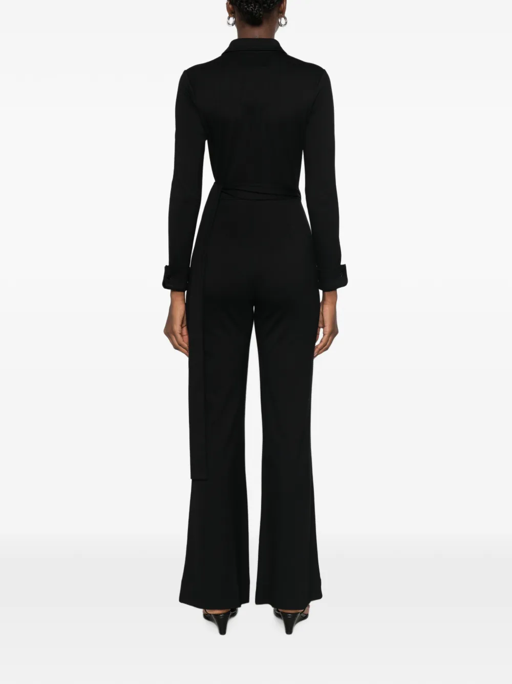 DVF Diane von Furstenberg Michele jumpsuit met lange mouwen en wikkelvoorkant Zwart