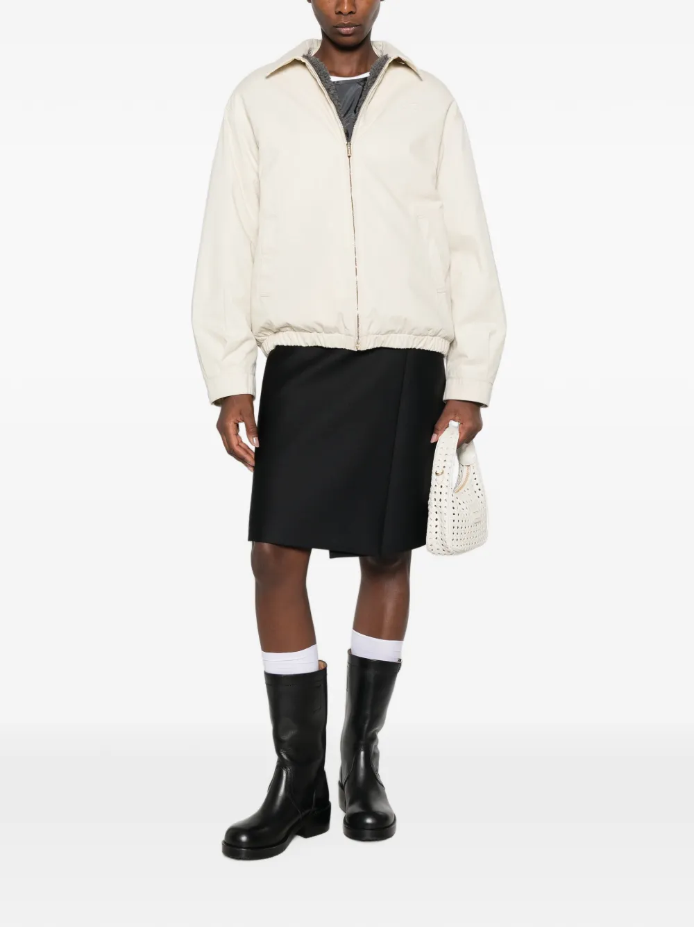 Miu Jack met geborduurd logo en rits Beige