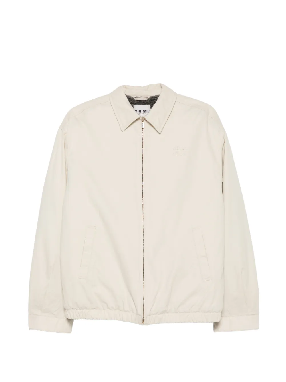 Miu Miu Bomber con logo e zip - Toni neutri