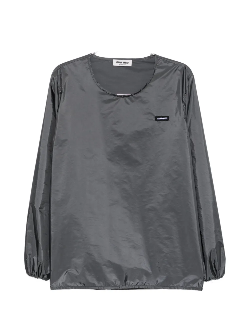 Miu Miu logo-patch long-sleeve top - Grigio