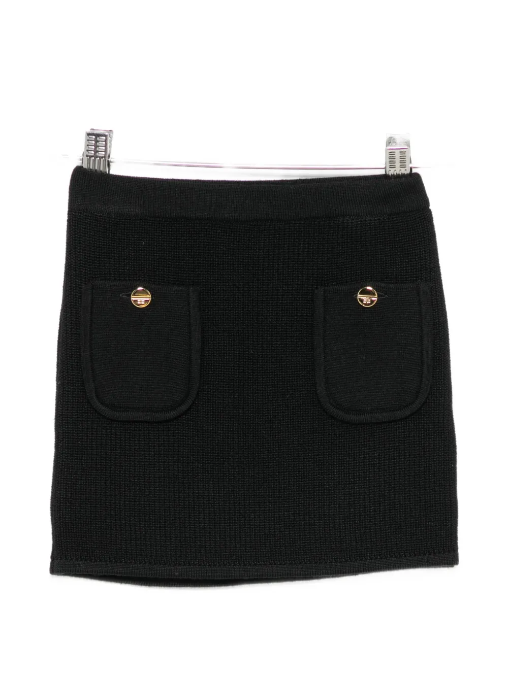 Elisabetta Franchi La Mia Bambina logo-plaque knitted skirt - Nero