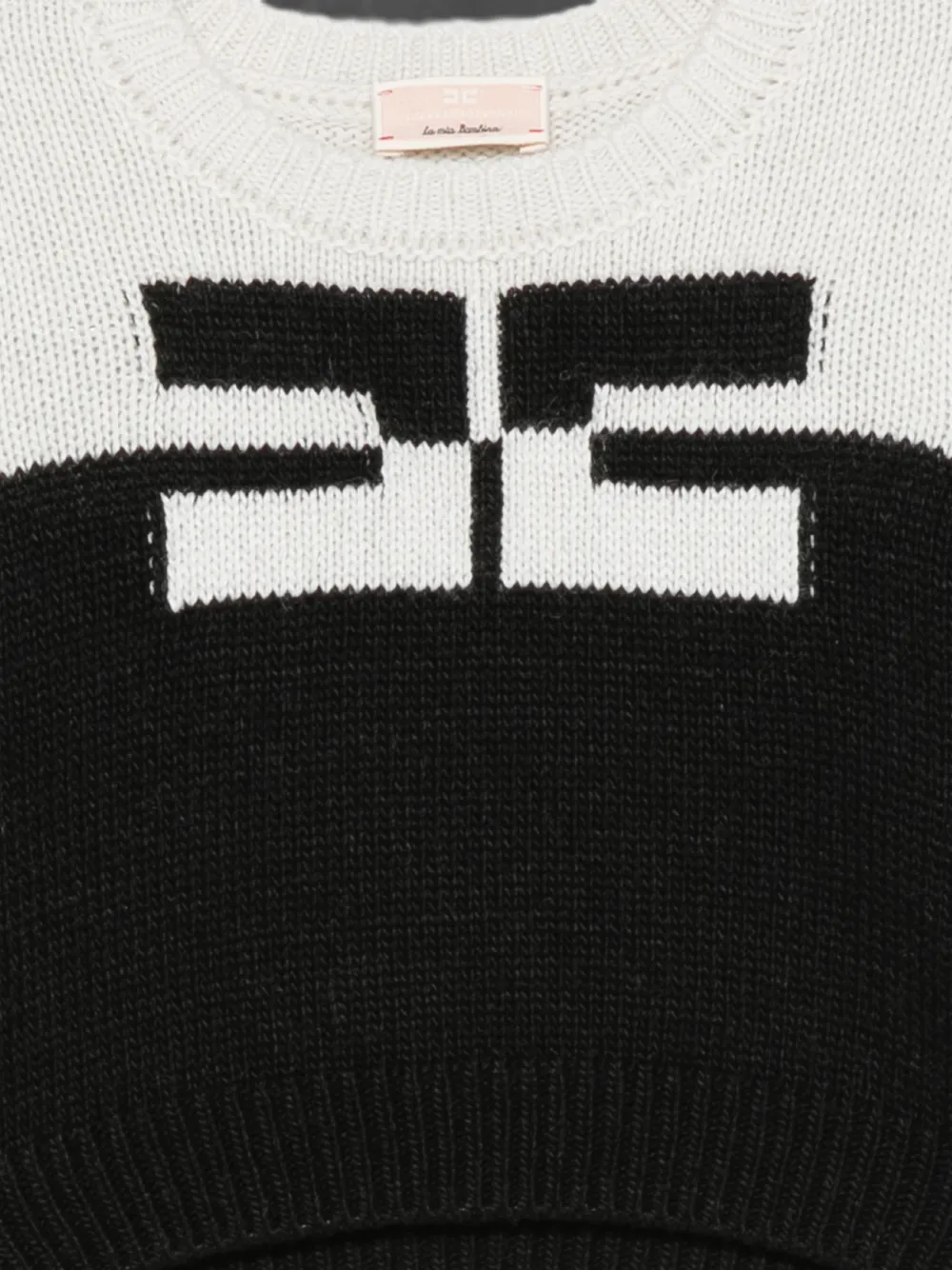 Elisabetta Franchi La Mia Bambina Trui met colourblocking en logo-intarsia Zwart