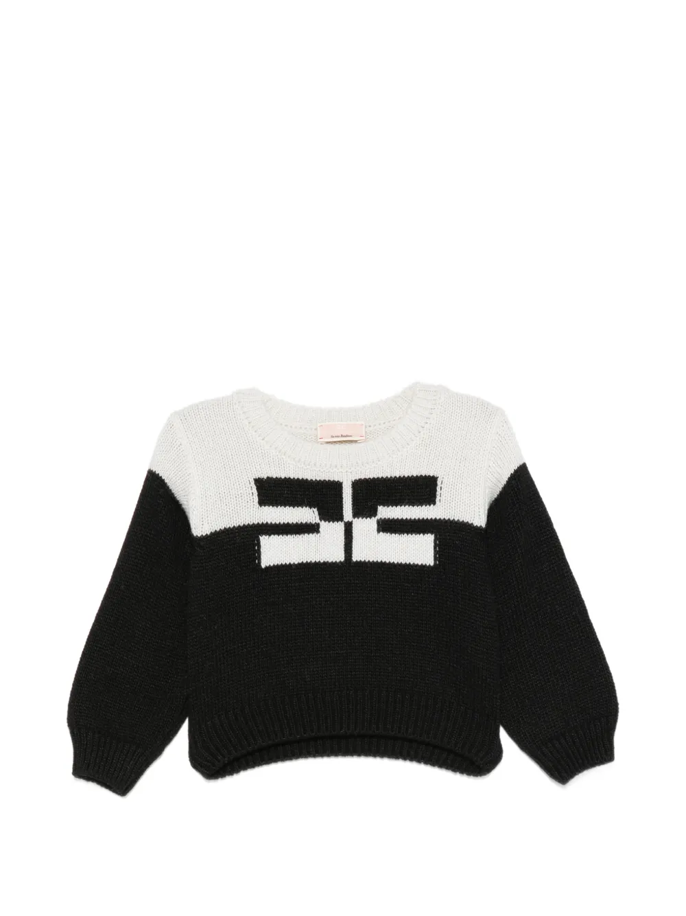 Elisabetta Franchi La Mia Bambina logo-intarsia colour-block sweater - Nero