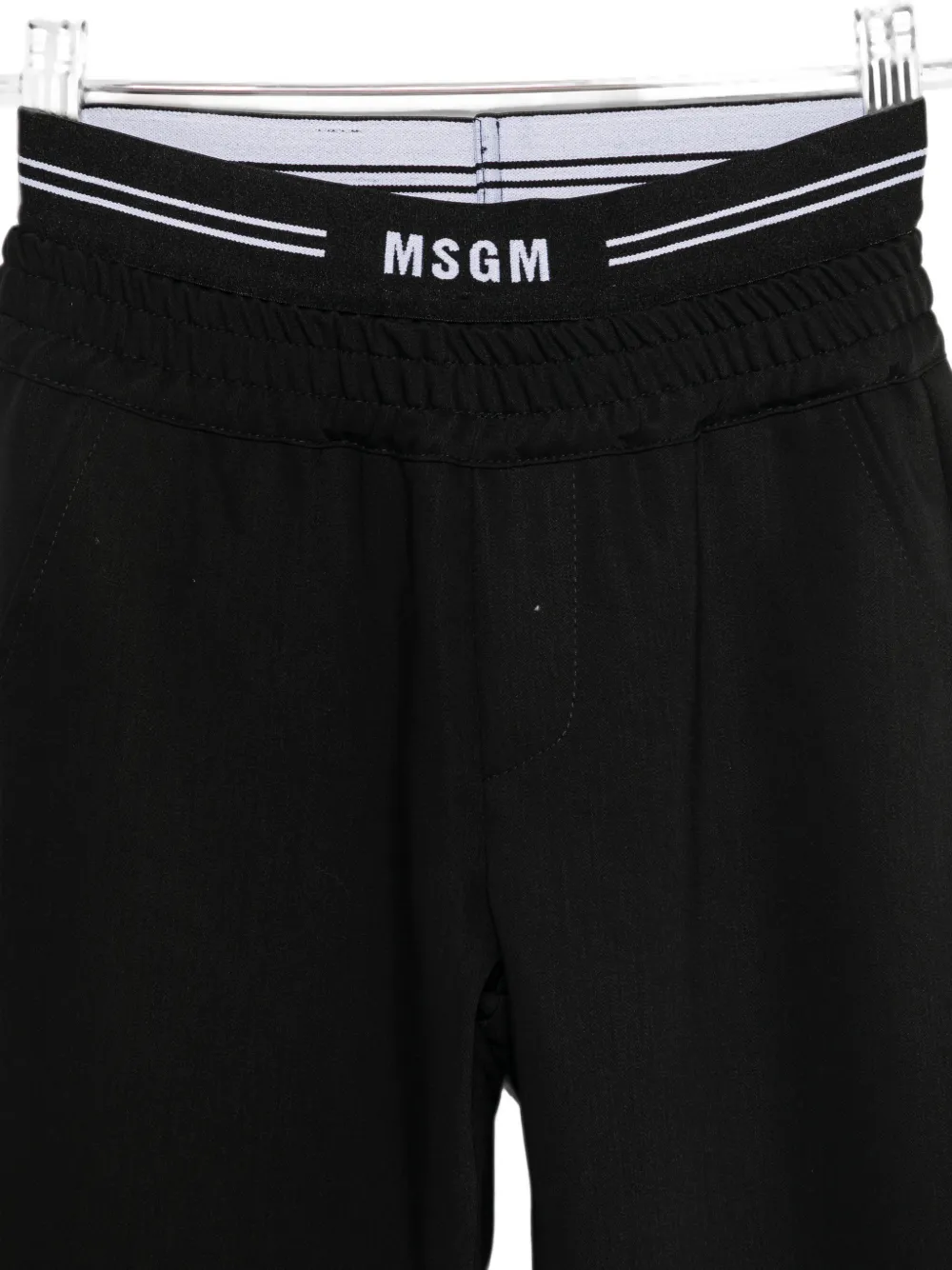 MSGM Kids Broek met logoband en omgeslagen pijpen Zwart