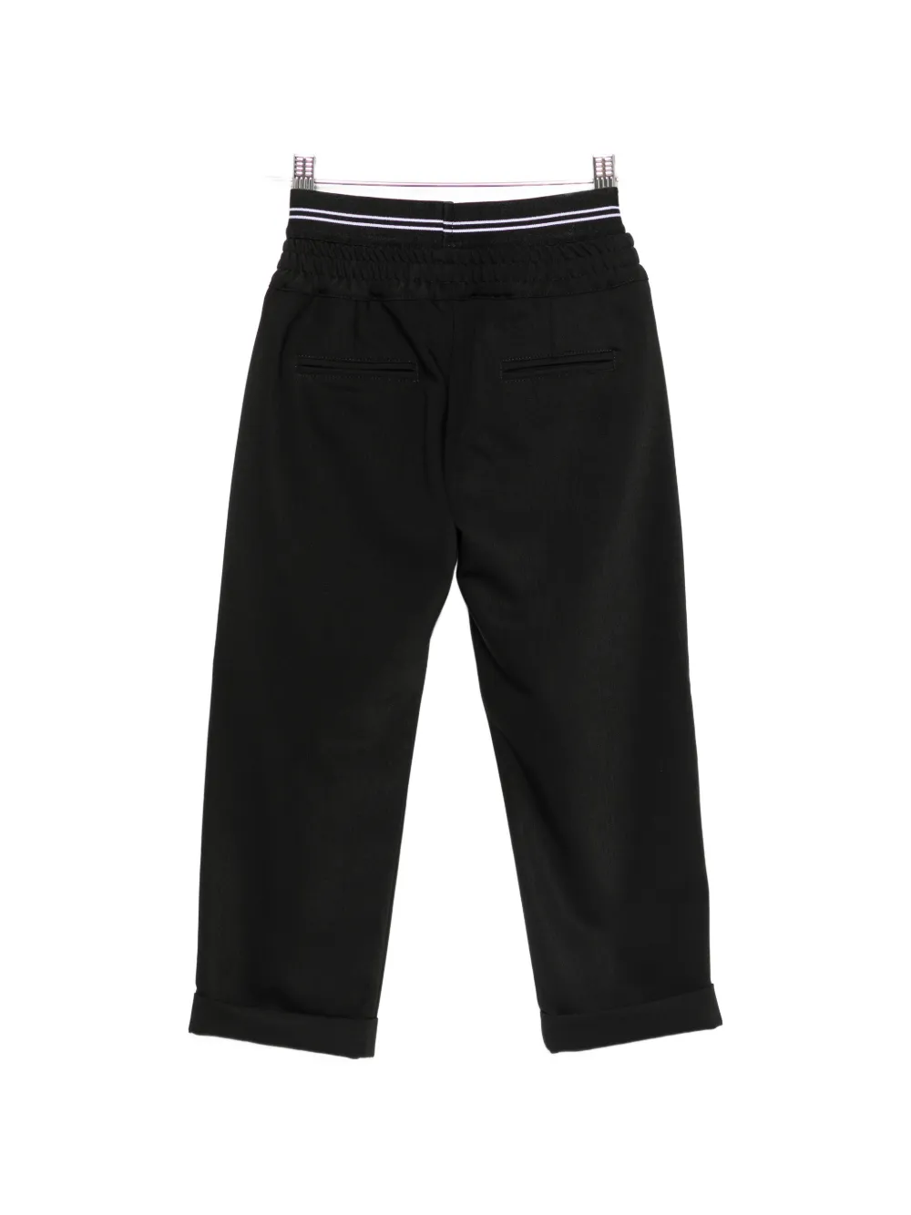 MSGM Kids Broek met logoband en omgeslagen pijpen Zwart