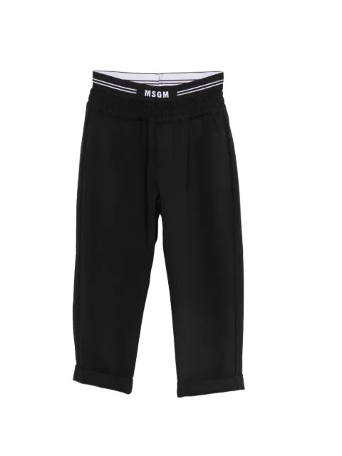 MSGM Kids logo-waistband turn-up trousers