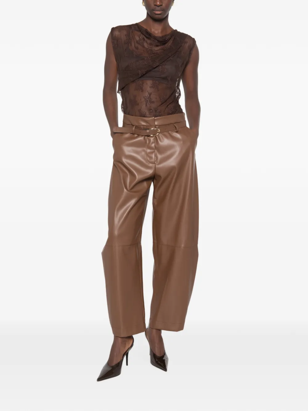 IMPERIAL Broek met ceintuur Bruin