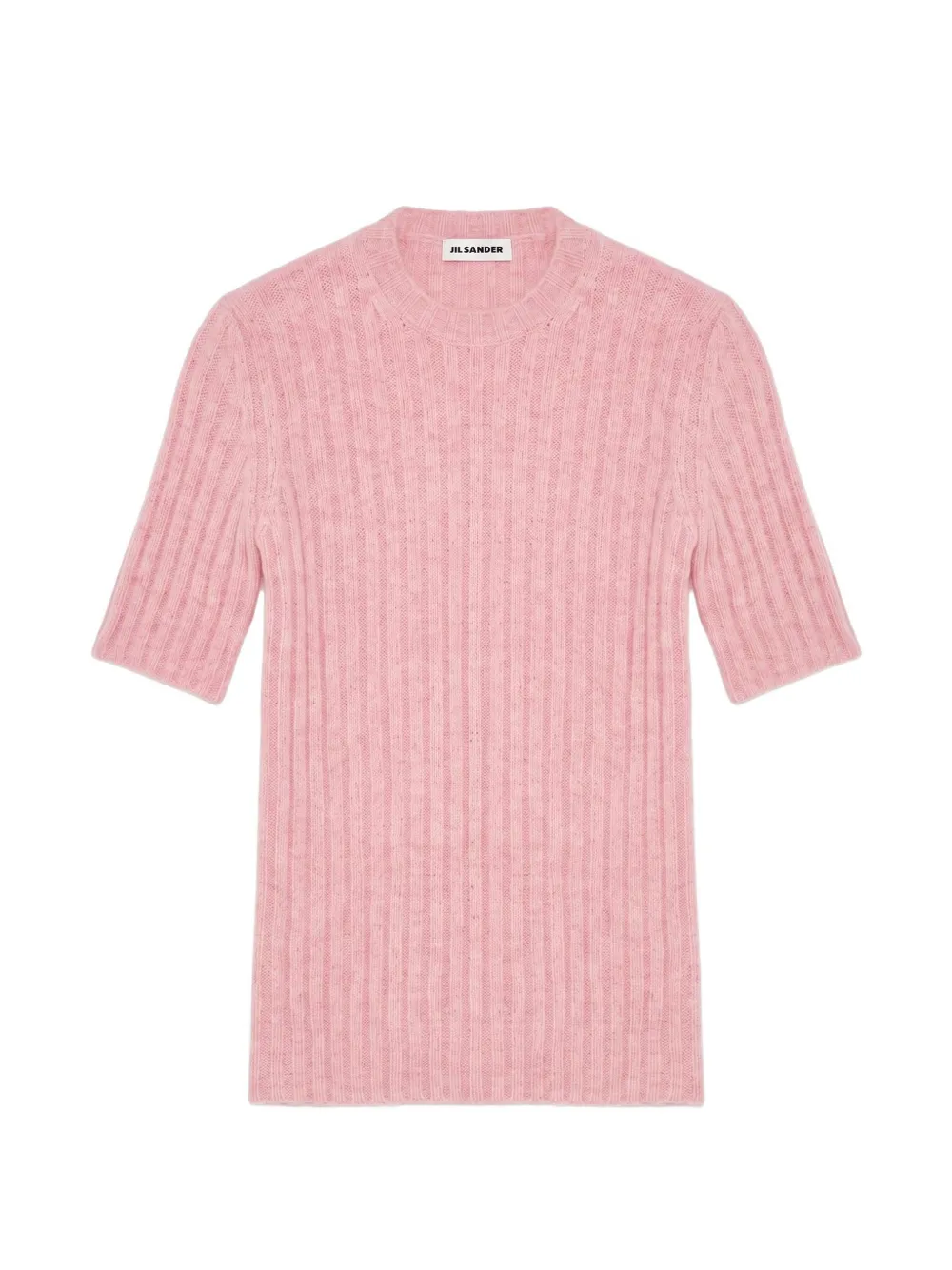 Jil Sander ribbed-knit short-sleeve sweater Roze