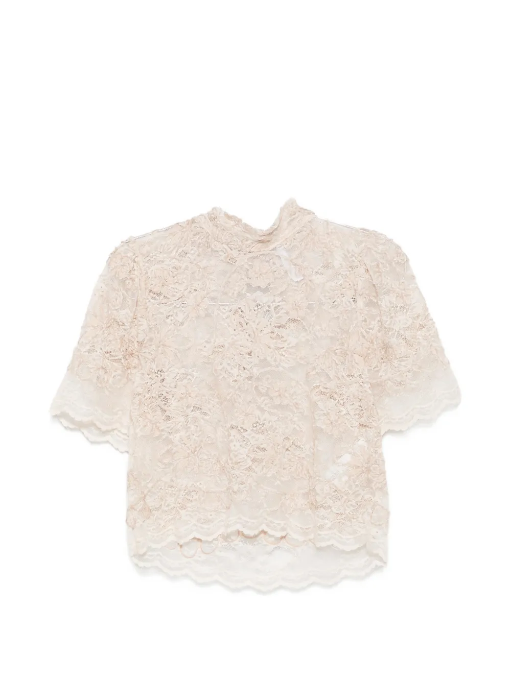 IMPERIAL lace-overlay bow-detail top - Toni neutri