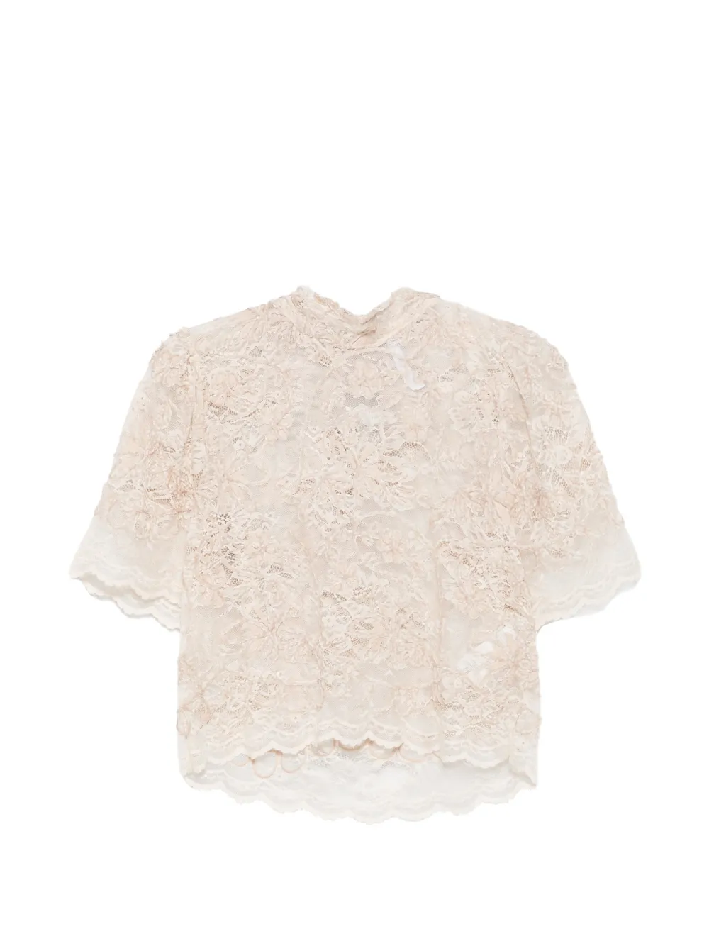 IMPERIAL lace-overlay bow-detail top