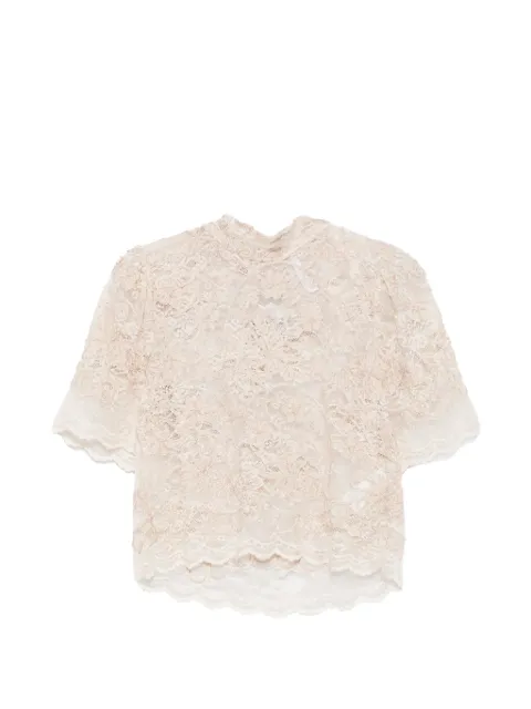 IMPERIAL lace-overlay bow-detail top