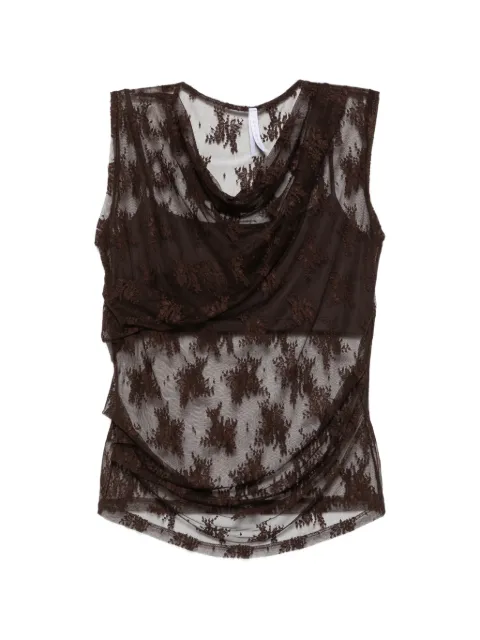 IMPERIAL lace-overlay draped top