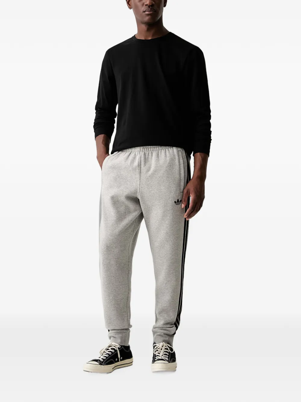 adidas logo-embroidered stripe-detail track pants Grijs