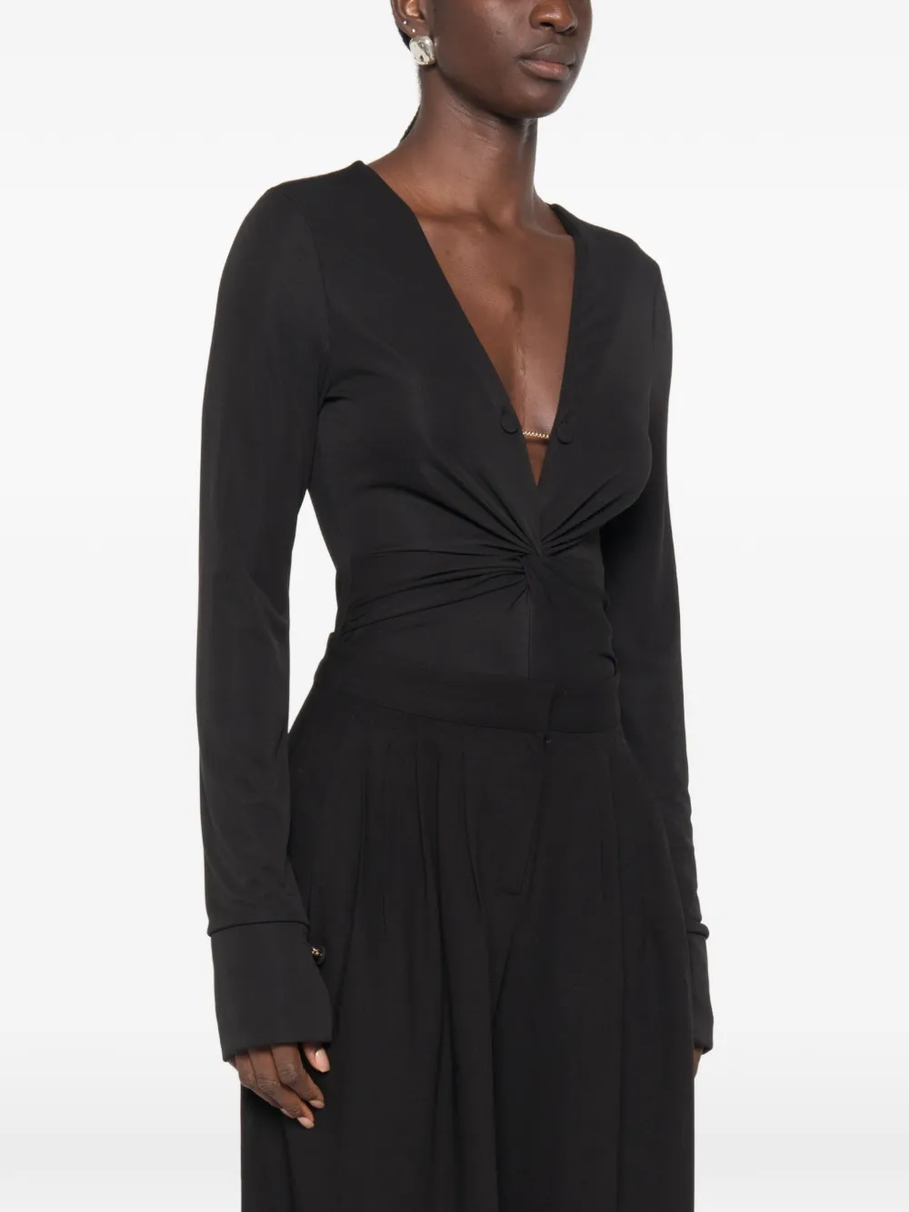 IMPERIAL Romper met gedraaid detail en V-hals Zwart